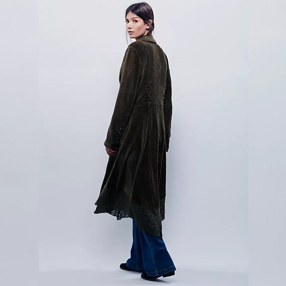 Free People Drippy Lace-Up Cord Duster - Martini - Size Small - Picture 3 of 12